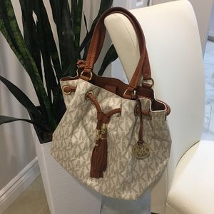 Michael Kors Marina Braided Tassel Vanilla Tote